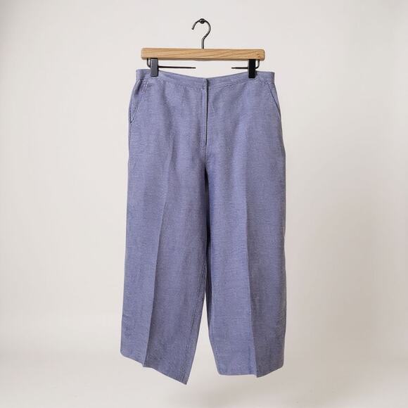 Eileen Fisher Petite Lavender Linen Silk Wide Leg Pants Size Petite Large - Picture 1 of 8